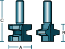 Wedge Tongue & Groove Bit Dimensions