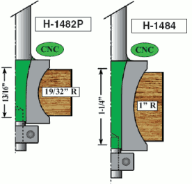 Shortened Half Round Router Shaper Bits