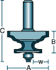 Roman Ogee & Round Nose Bit Dimensions