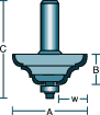 Double Cove & Bead Bit Dimensions